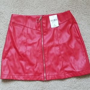 Red Pleather Skirt
